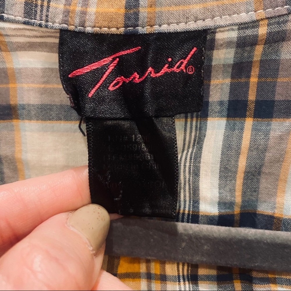 Torrid Ruffled Plaid Button Down - image 6
